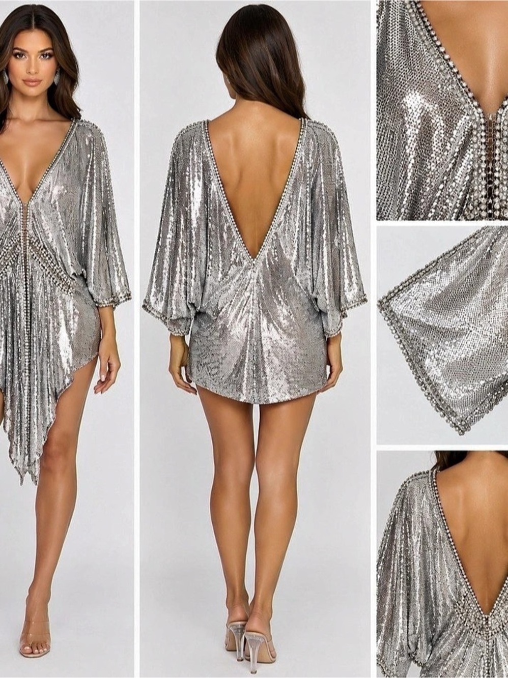 Silver Sequin Mini Dress